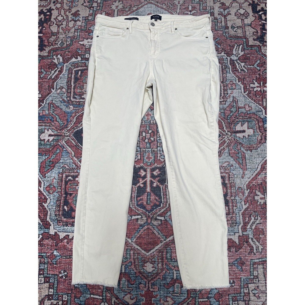 NYDJ Ami Size 14 Cream Colored‎ Jeans Raw Hem Lift Tuck